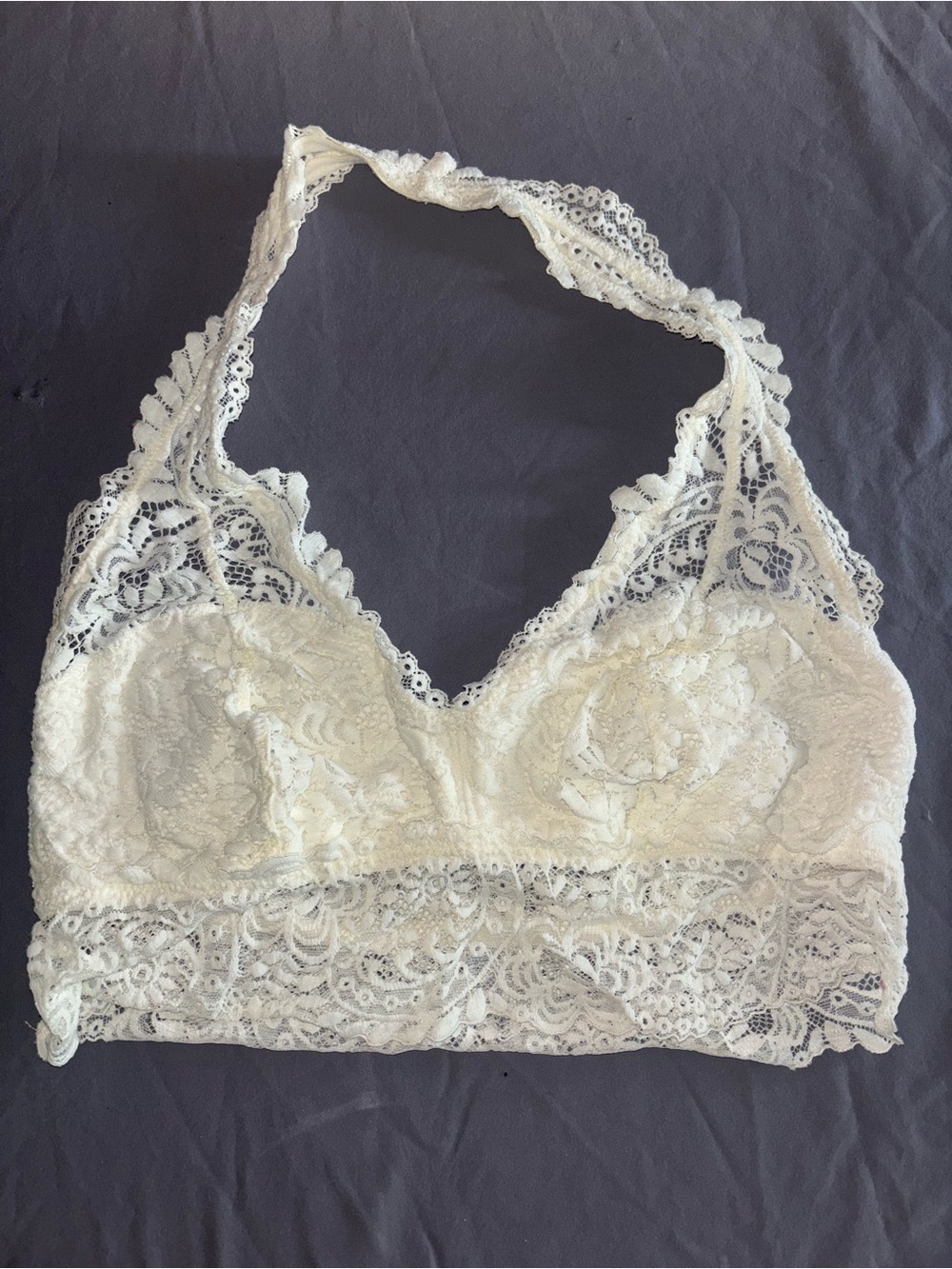 White Lace Halter Crop Top Sz S